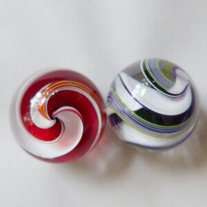 Set of two vintage glass decorative marbles